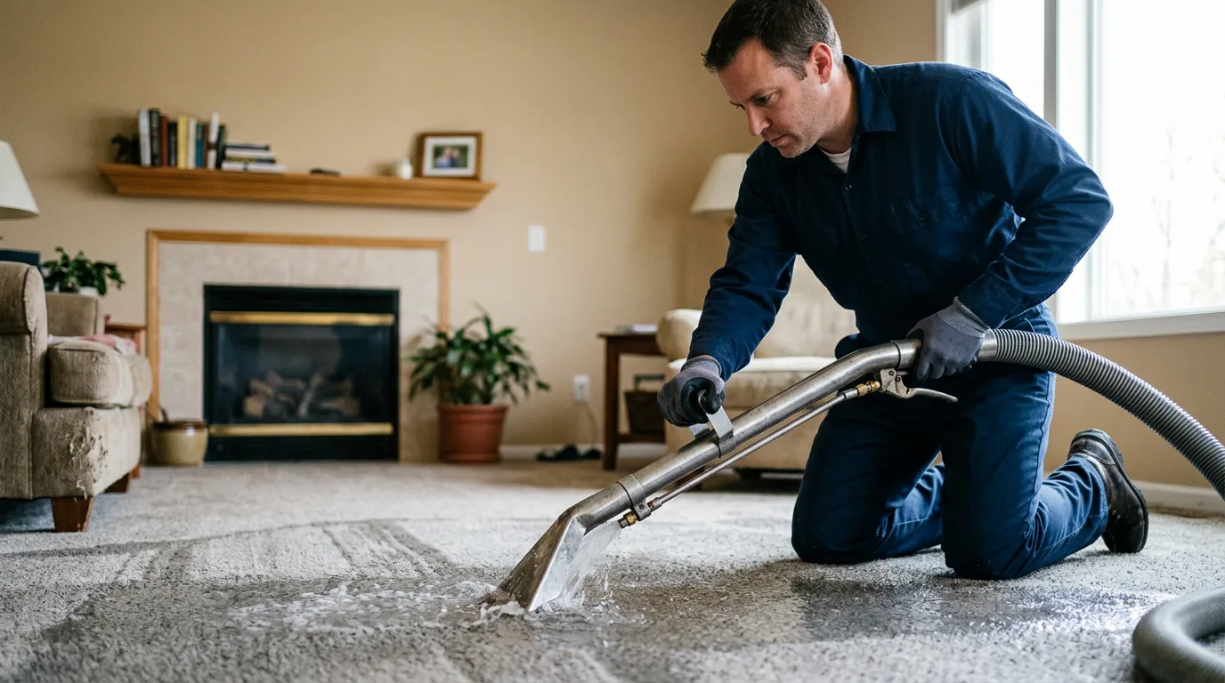 Water damage restoration technician working near Turtle Lake, WI